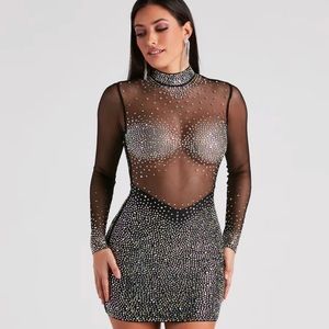Windsor Tate Rhinestone Mesh Party Dress